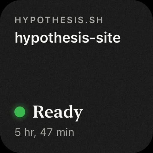 Compact Home Screen widget showing production status